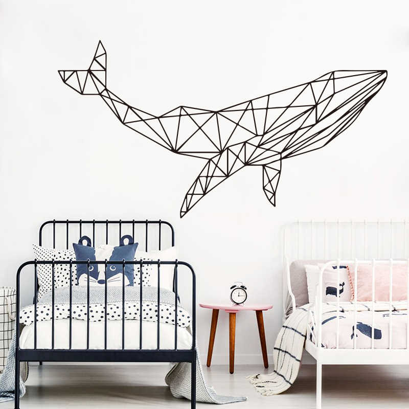 Whale Geometric Wall Art Personalizzata in Legno - Taglio e Progettazione Artigianale