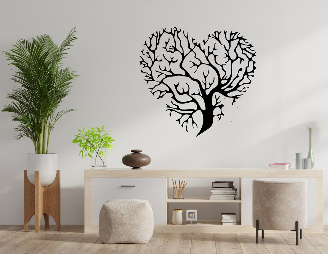 Heart Shaped Tree of Life Wall Art Personalizzata in Legno - Taglio e Progettazione Artigianale