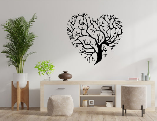 Heart Shaped Tree of Life Wall Art Personalizzata in Legno - Taglio e Progettazione Artigianale