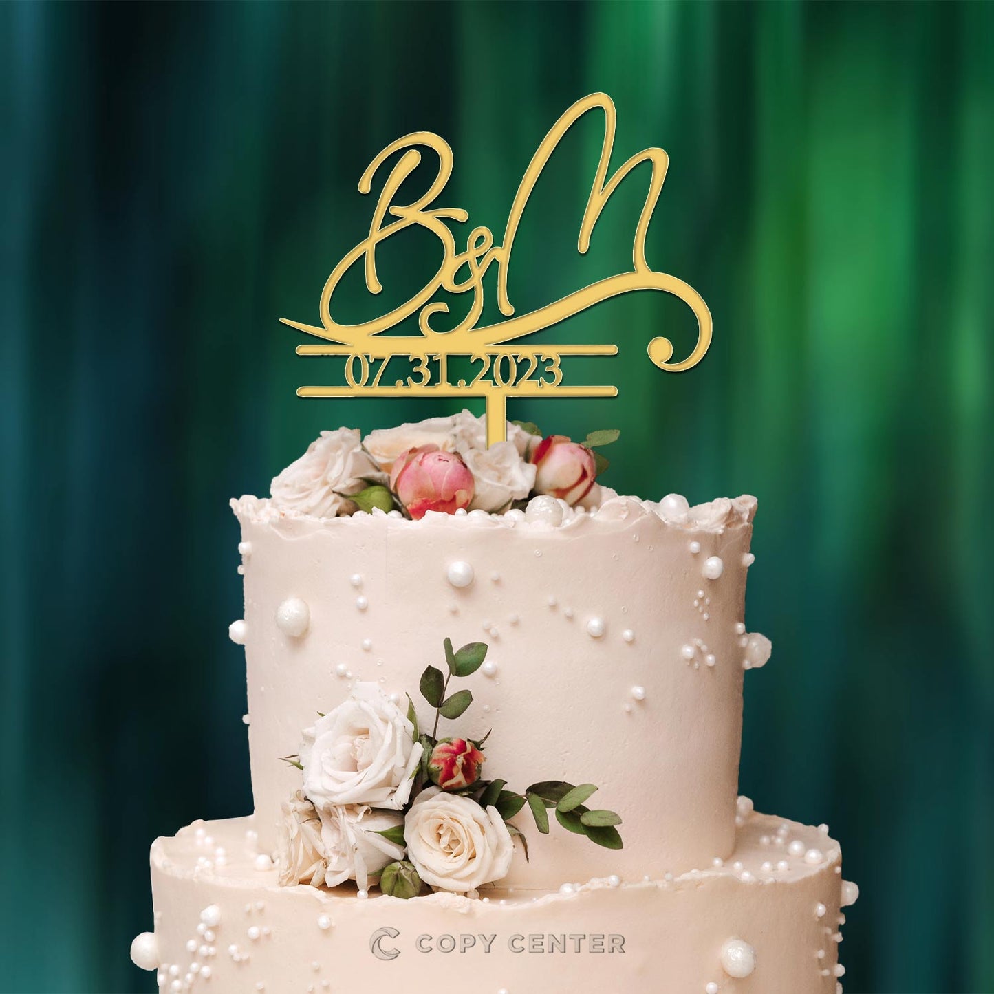 Cake Topper Matrimonio Plexiglass personalizzabile con iniziali e data