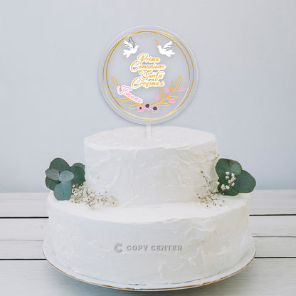 Cake Topper Comunione e Cresima Plexiglass stampato personalizzabile con nome