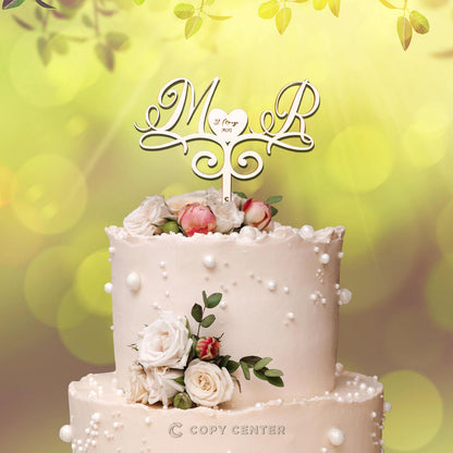 Cake Topper Matrimonio Legno personalizzabile con iniziali e data