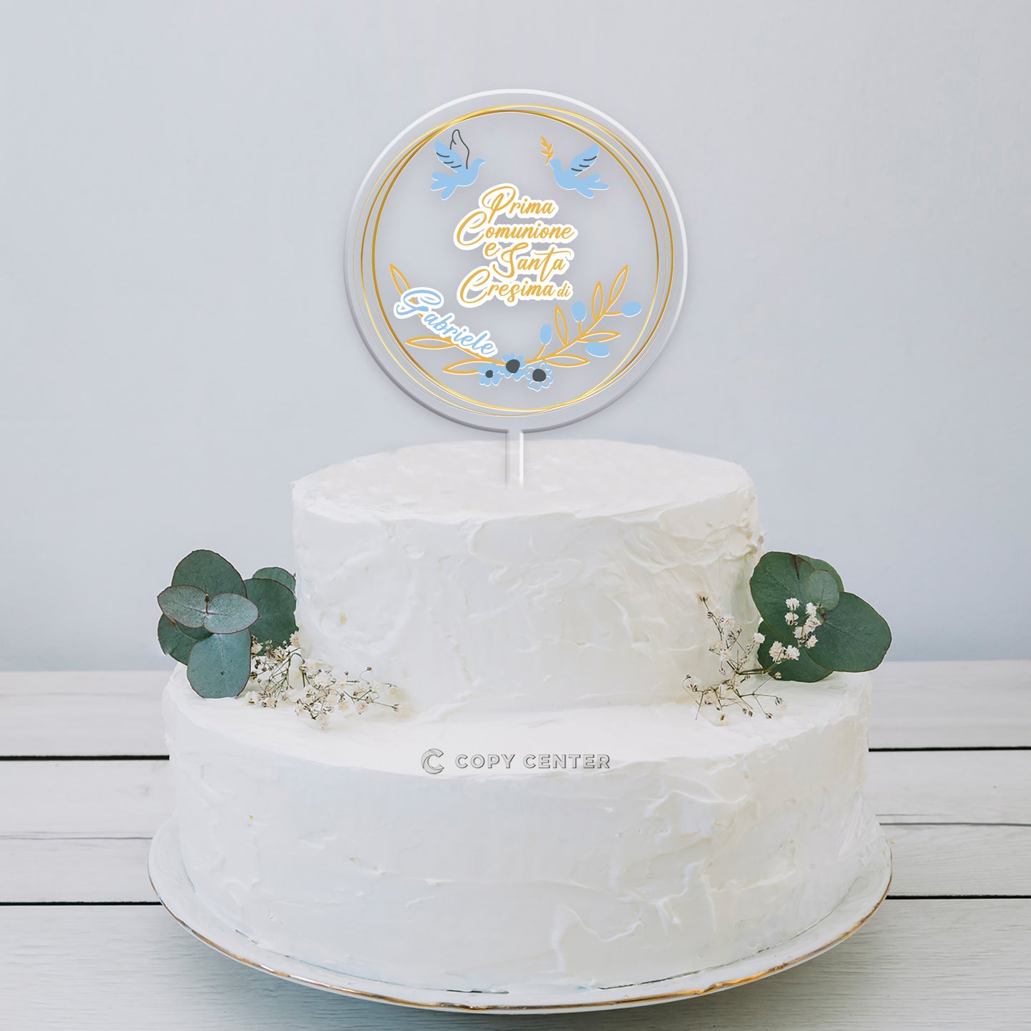 Cake Topper Comunione e Cresima Plexiglass stampato personalizzabile con nome