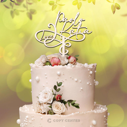 Cake Topper Matrimonio Legno personalizzabile con nomi