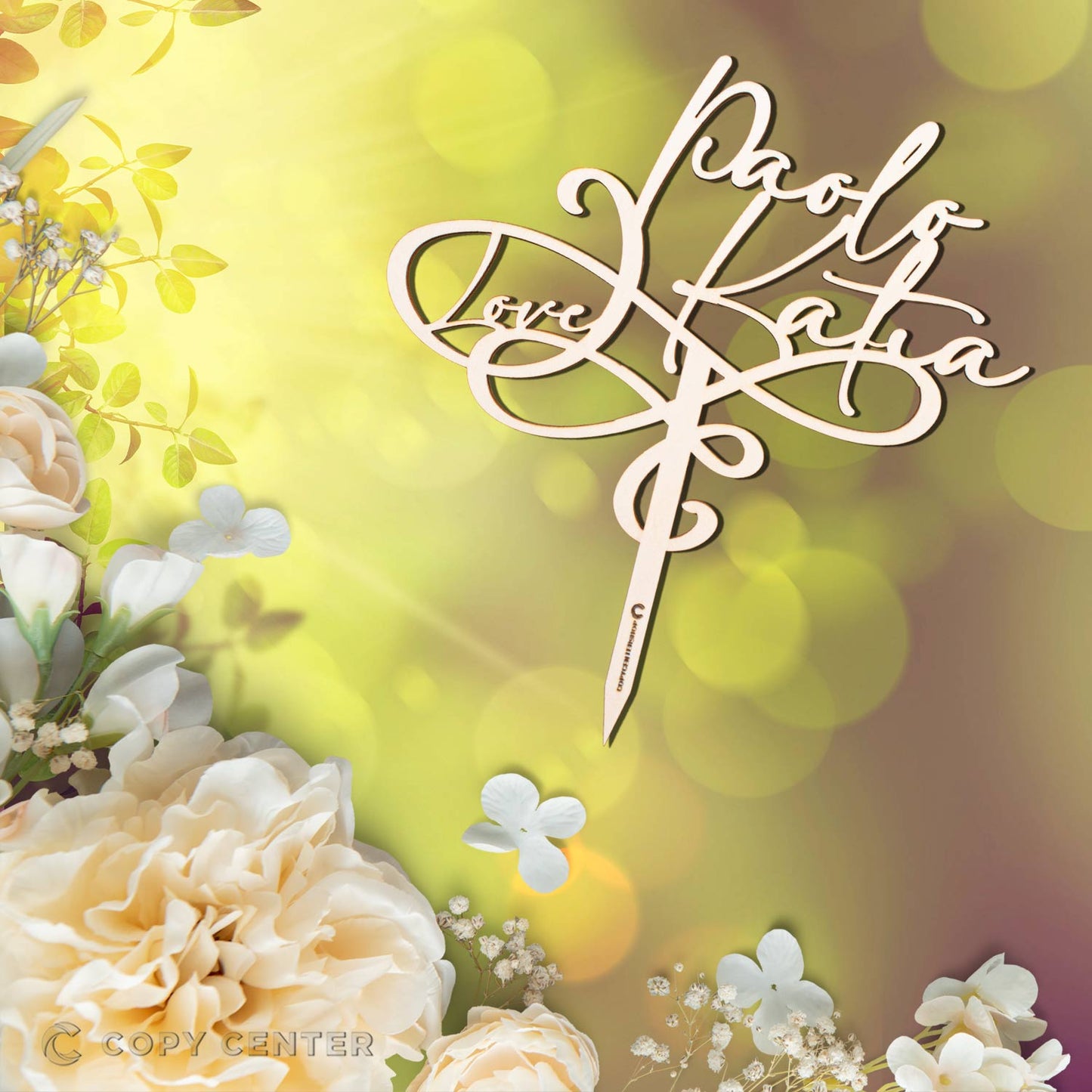 Cake Topper Matrimonio Legno personalizzabile con nomi