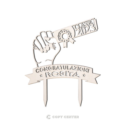 Cake Topper Laurea Legno personalizzabile con il nome