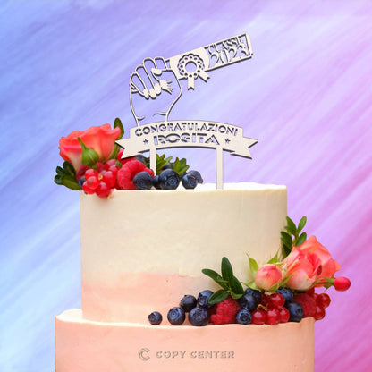 Cake Topper Laurea Legno personalizzabile con il nome