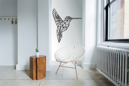 HummingBird Geometric Wall Art Personalizzata in Legno - Taglio e Progettazione Artigianale