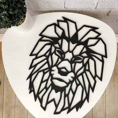 Lion Head Wall Art Personalizzata in Legno - Taglio e Progettazione Artigianale