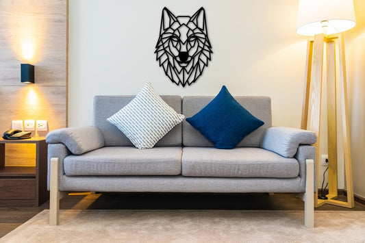 Wolf Geometric Wall Art Personalizzata in Legno - Taglio e Progettazione Artigianale