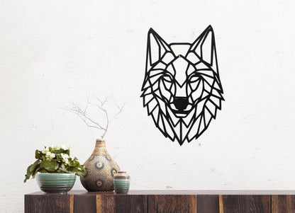 Wolf Geometric Wall Art Personalizzata in Legno - Taglio e Progettazione Artigianale