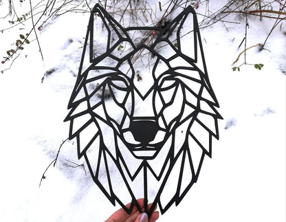 Wolf Geometric Wall Art Personalizzata in Legno - Taglio e Progettazione Artigianale