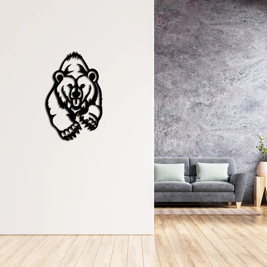 Grizzly Bear Wall Art Personalizzata in Legno - Taglio e Progettazione Artigianale