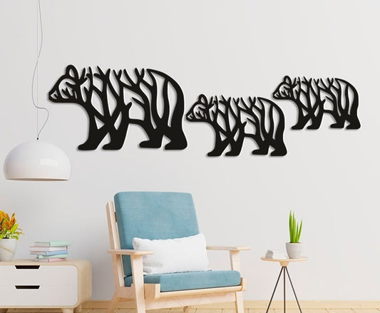 Bears Wall Art Personalizzata in Legno - Taglio e Progettazione Artigianale