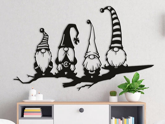 Gnome Branch Wall Art Personalizzata in Legno - Taglio e Progettazione Artigianale