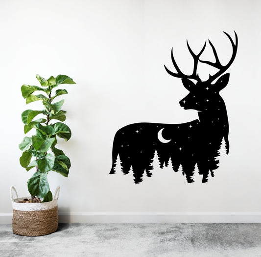 Deer Wildlife Wall Art Personalizzata in Legno - Taglio e Progettazione Artigianale